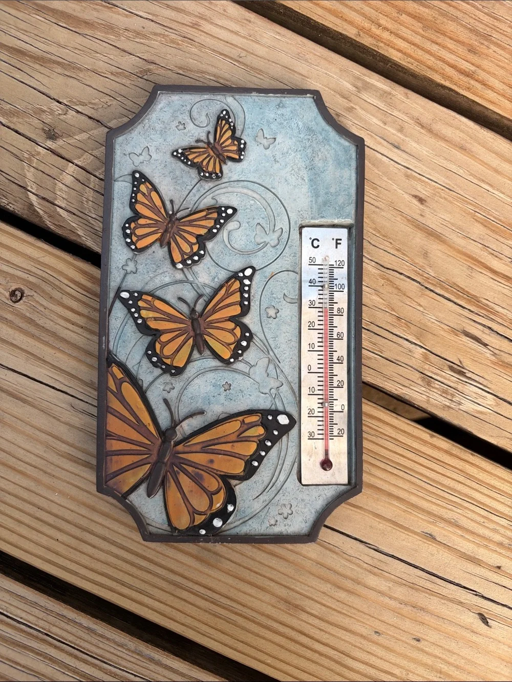 Butterfly Wall Thermometer - Orange Monarch Design